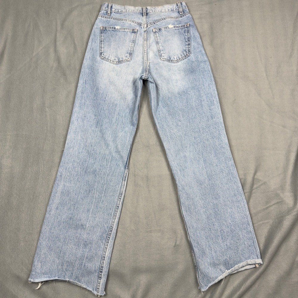 Zara Women Light Wash Distressed Wide Leg Jeans High Rise Size 4 - Picture 5 of 10